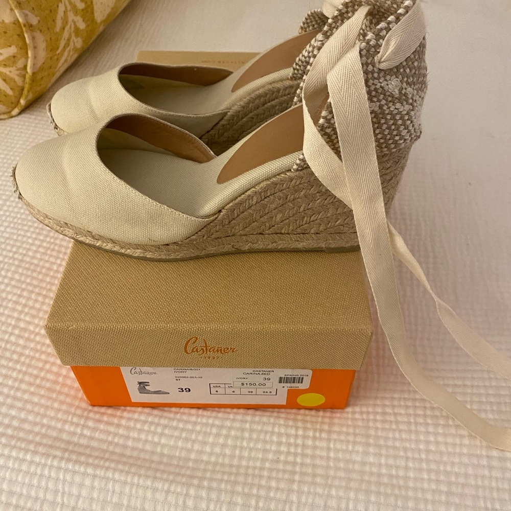 Castaner Women's Cream Espadrille Wedge Sandals